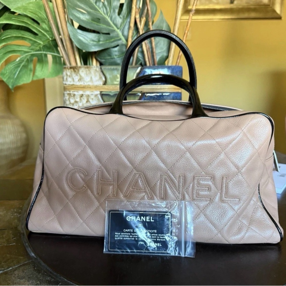 Chanel Tan Quilted Leather Bowling  Bag - Picture 2 of 8